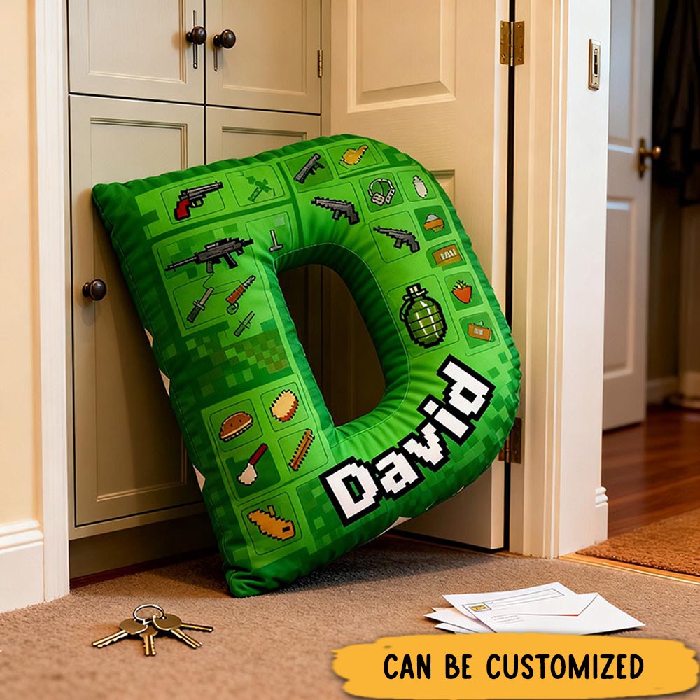 Personalized Game Letter Pillow for Game Lovers Plush Pillow Christmas Birthday Holiday Gift for Kids