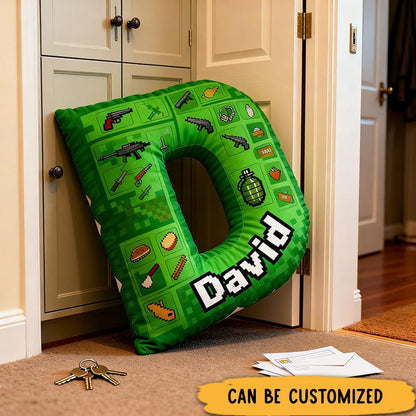 Personalized Game Letter Pillow for Game Lovers Plush Pillow Christmas Birthday Holiday Gift for Kids
