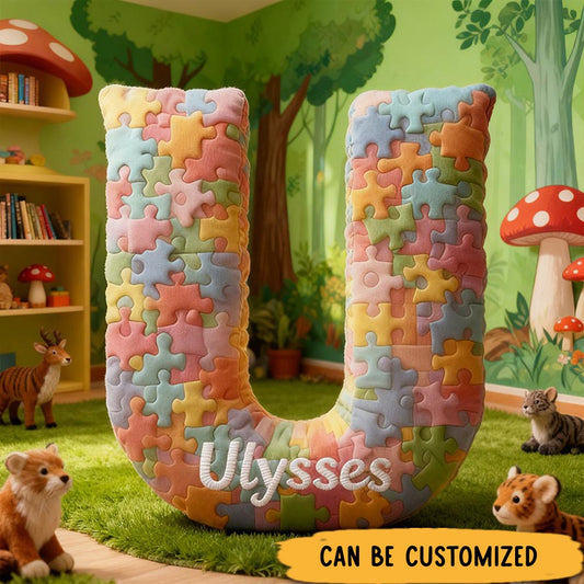 Personalized children_s letter pillows, 3D printed custom names, warm holiday decorations, children_s colorful puzzles, soft and comfortable.