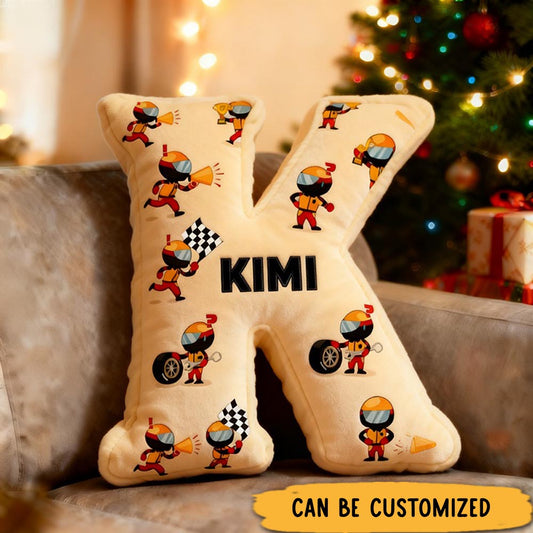 Personalized Racing Letter Pillow with Custom Name 3D Graphic Print Cushion Gifts