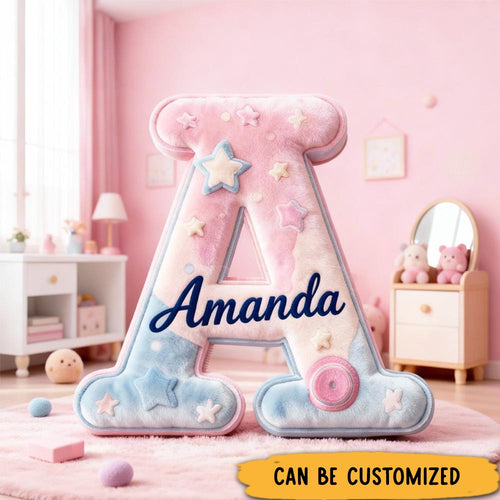 Personalized Cute Macaron Alphabet Throw Pillow Dessert Letter Pillow with Name for Kids Girl Boy Baker Christmas Gifts Loving Room Decor