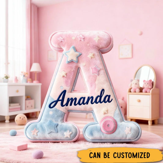Personalized Cute Macaron Alphabet Throw Pillow Dessert Letter Pillow with Name for Kids Girl Boy Baker Christmas Gifts Loving Room Decor