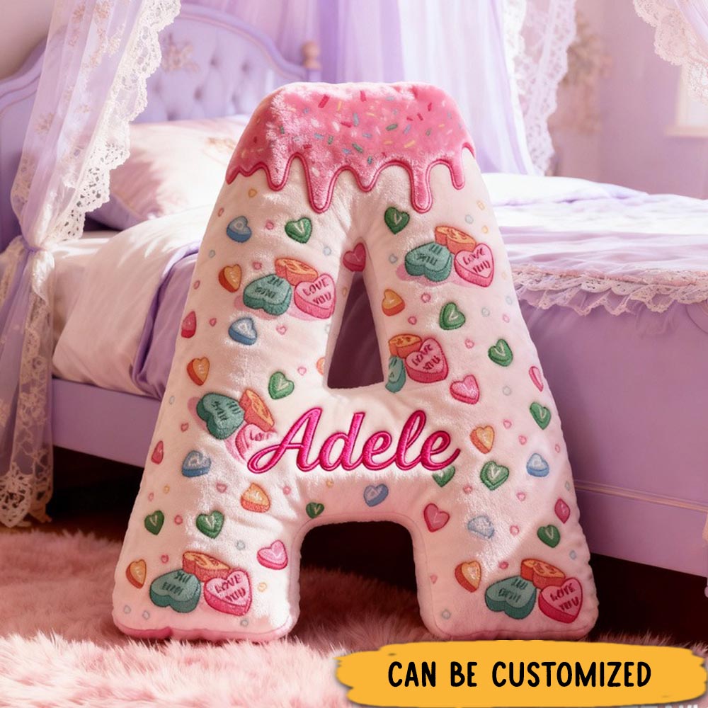 Personalized Love You Donut Alphabet Throw Pillow Hug Me Letter Pillow with Name for Kids Girl Boy Couple Baker Valentin_s Day Gifts Loving Room Decor