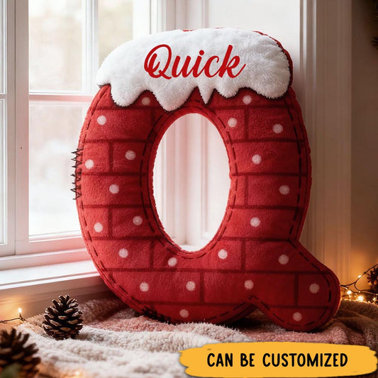 Personalized Letter Pillow Graphic 3D Print Custom Name Cozy Holiday Decor with Festive Chimney Design Soft Perfect Seasonal Gift Idea
