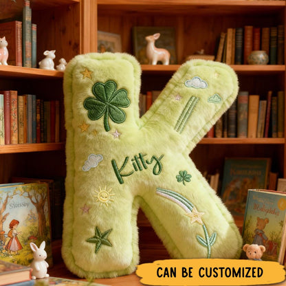 Personalized Green Four-Leaf Clover Shaped Pillow Gift for Family Members 3D Printed Design