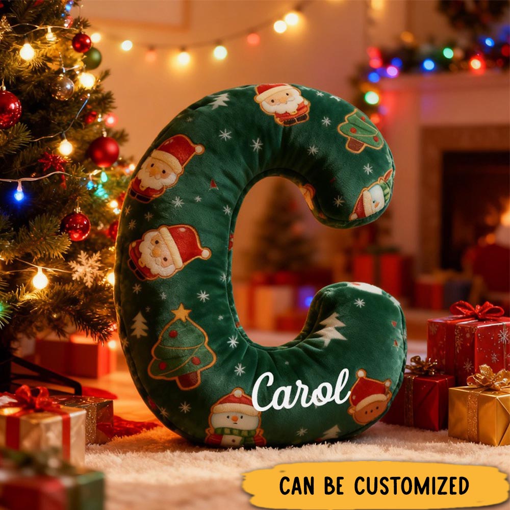 Personalized Christmas Cookie Alphabet Throw Pillow Cookie Letter Pillow with Name for Kids Girl Boy Baker Christmas Gifts Loving Room Decor