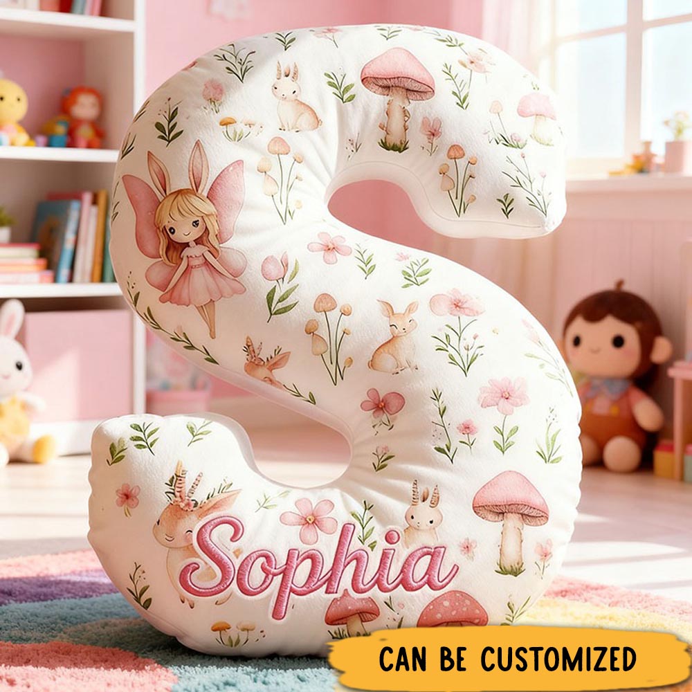 Personalized Flower Girl Floral Mushrooms Fairy Graphic 3D Printed Pillow Custom Girl friend Name Cushion Valentine_s Day Gift Christmas Gift for Her