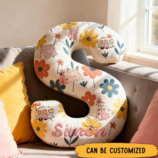 Personalized Floral Camping Pillow Girly Camping Pillow Summer Camping Queen Pillow Gift for Outdoor Enthusiasts