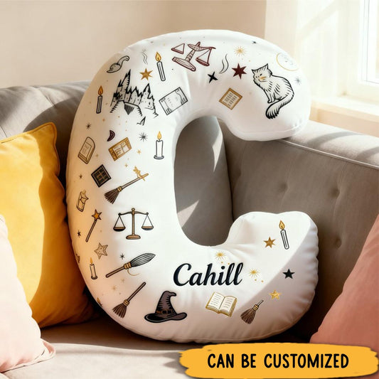 Personalized Magic Book Alphabet Throw Pillow Graphic 3D Print Fantasy Book Pillow with Name for Kids Boys Girls Bookworm Book Lover Gifts Birthday Gift