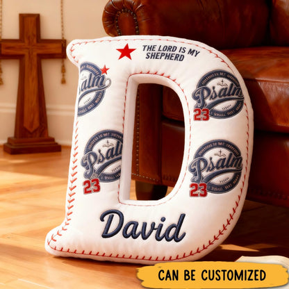 Personalized Psalm 23 Bible Verse Baseball Letter Pillow with Custom Name Home Decor Letter Pillow Religious Gift Sport Lover Gift