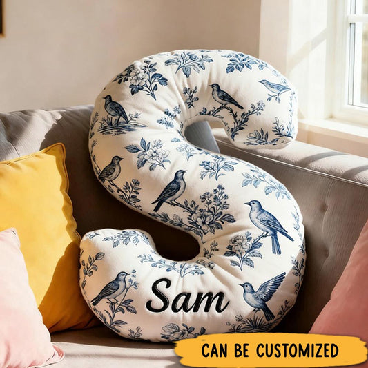 Personalized Letter Pillow Toile de Jouy Pillow Custom Name Design Pillow for Family Gift