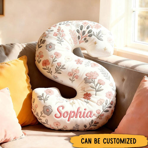 Personalized Letter Pillow with Name Graphic 3D Print Flower Custom Double Sided Pillow Gift for Kids Gardening Lovers Gift