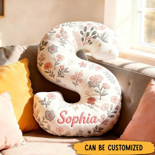 Personalized Letter Pillow with Name Graphic 3D Print Flower Custom Double Sided Pillow Gift for Kids Gardening Lovers Gift