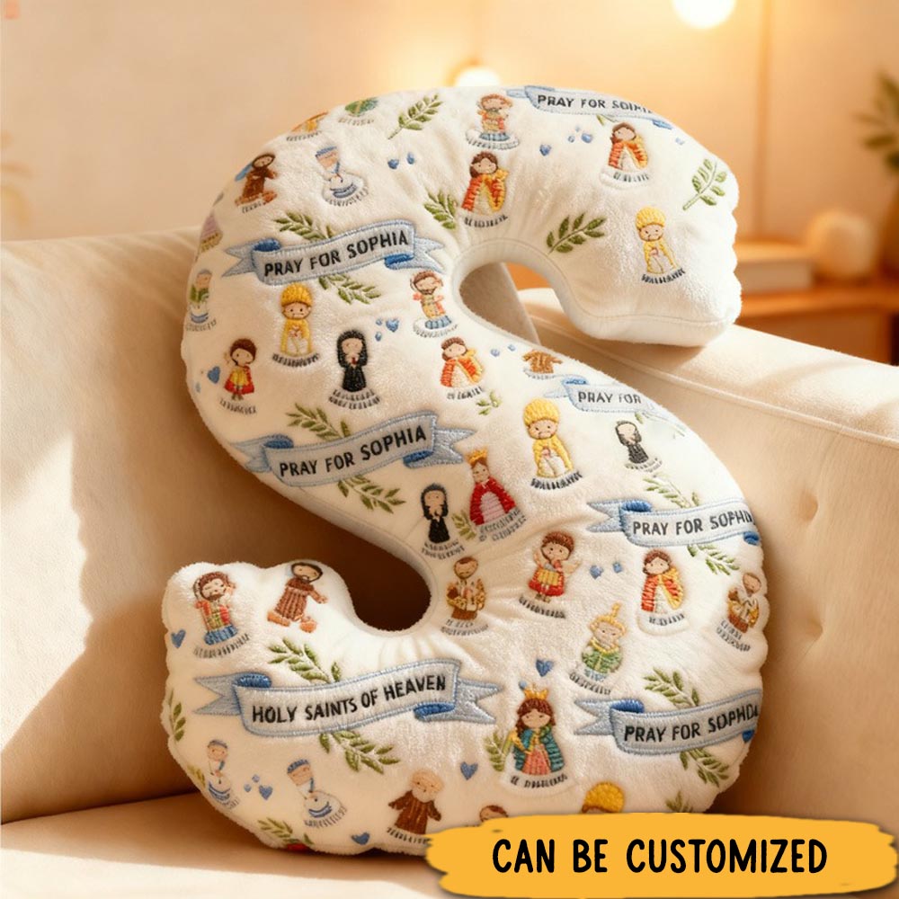 Personalized Saint Pillow with Custom Name Home Decor Graphic 3D Print Pillow Religious Faith Gift for Christians Christmas Gift