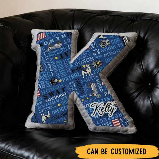 Personalized Police and K9 Initial Pillow with Custom Name Design Gift for Law Enforcement Supporters