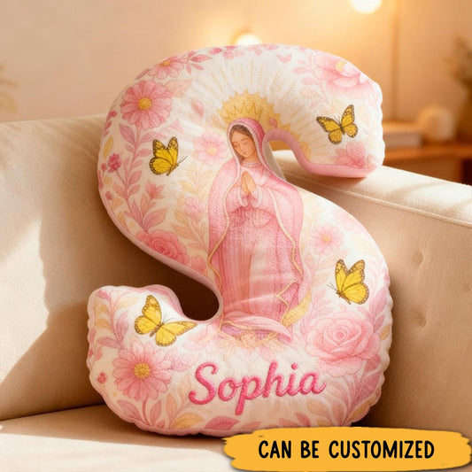 Personalized Virgin Mary Pillow with Custom Name Home Decor Religious Faith Gift Catholic Gift for Women