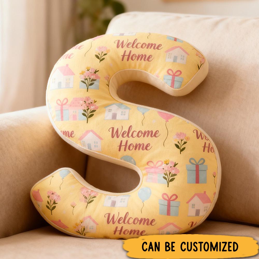 Personalized Welcome Home Letter Pillow Graphic 3D Print Soft Decorative Cushion for Kids Room Christmas Holiday Gifts