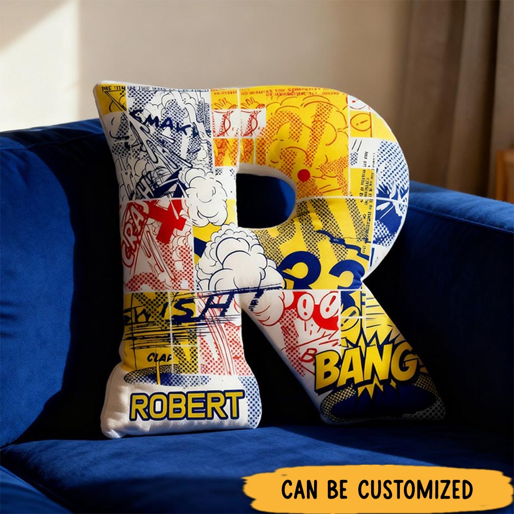 Personalized Light Comic Alphabet Shaped Pillow for Comic Anime Lovers Initial Pillow Christmas Gift for Kids Teenagers