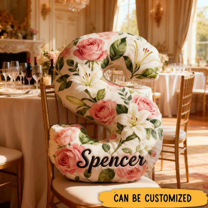 Personalized Letter Pillow with Name Graphic 3D Print Retro Floral Custom Double Sided Pillow Gift for Kids Gardening Lovers Gift