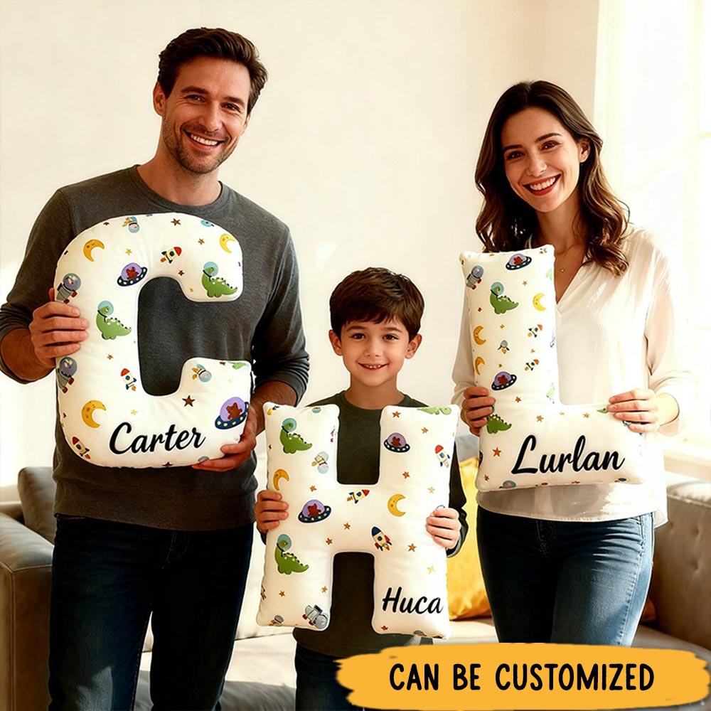Personalized Letter Graphic 3D Print Pillow Cartoon Fun Space Pattern Design