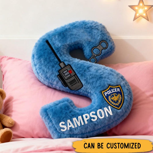 Personalized Police Themed Letter Pillow with Custom Name Graphic 3D Print Pillow