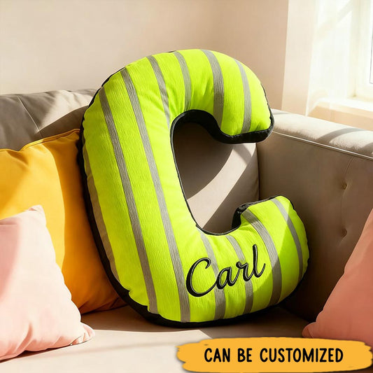 Personalized Reflective Strips Design Letter Throw Pillow Custom Name and Initial Graphic 3D Print Gift