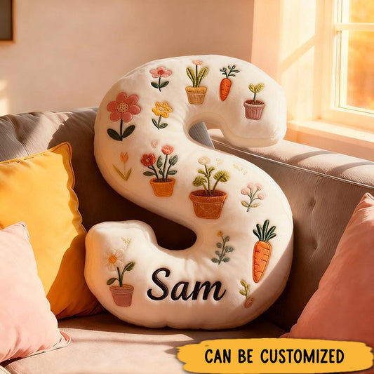 Personalized Plants Letter Pillow Graphic 3D Print Pillow Custom Name Design Pillow for Kids Family