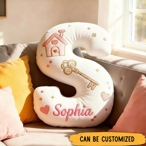 Personalized Letter Pillow with Name Graphic 3D Print House Design Custom Double Sided Pillow Gift for Kids Family Housewarming Gift