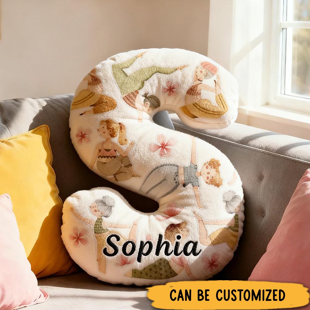 Personalized Yoga Letter Pillow Fuuny Yoga Pillow Custom Name with Elegant Pose Design Graphic 3D Print Perfect for Meditation Relaxation and Home Decor