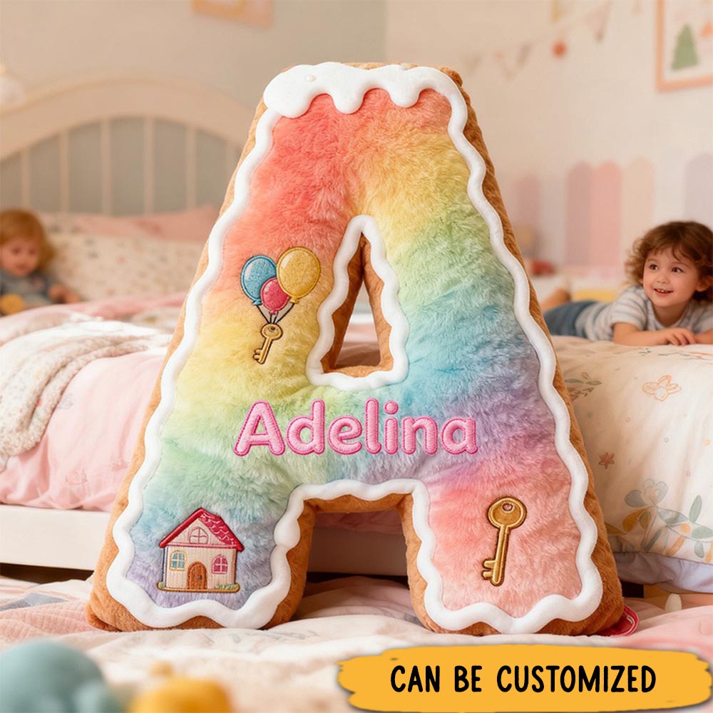 Personalized Rainbow Letter Pillow Custom Name Soft Decorative Cushion for Kids Room Graphic 3D Print Unique Gift for Children