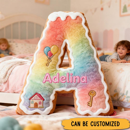 Personalized Rainbow Letter Pillow Custom Name Soft Decorative Cushion for Kids Room Graphic 3D Print Unique Gift for Children