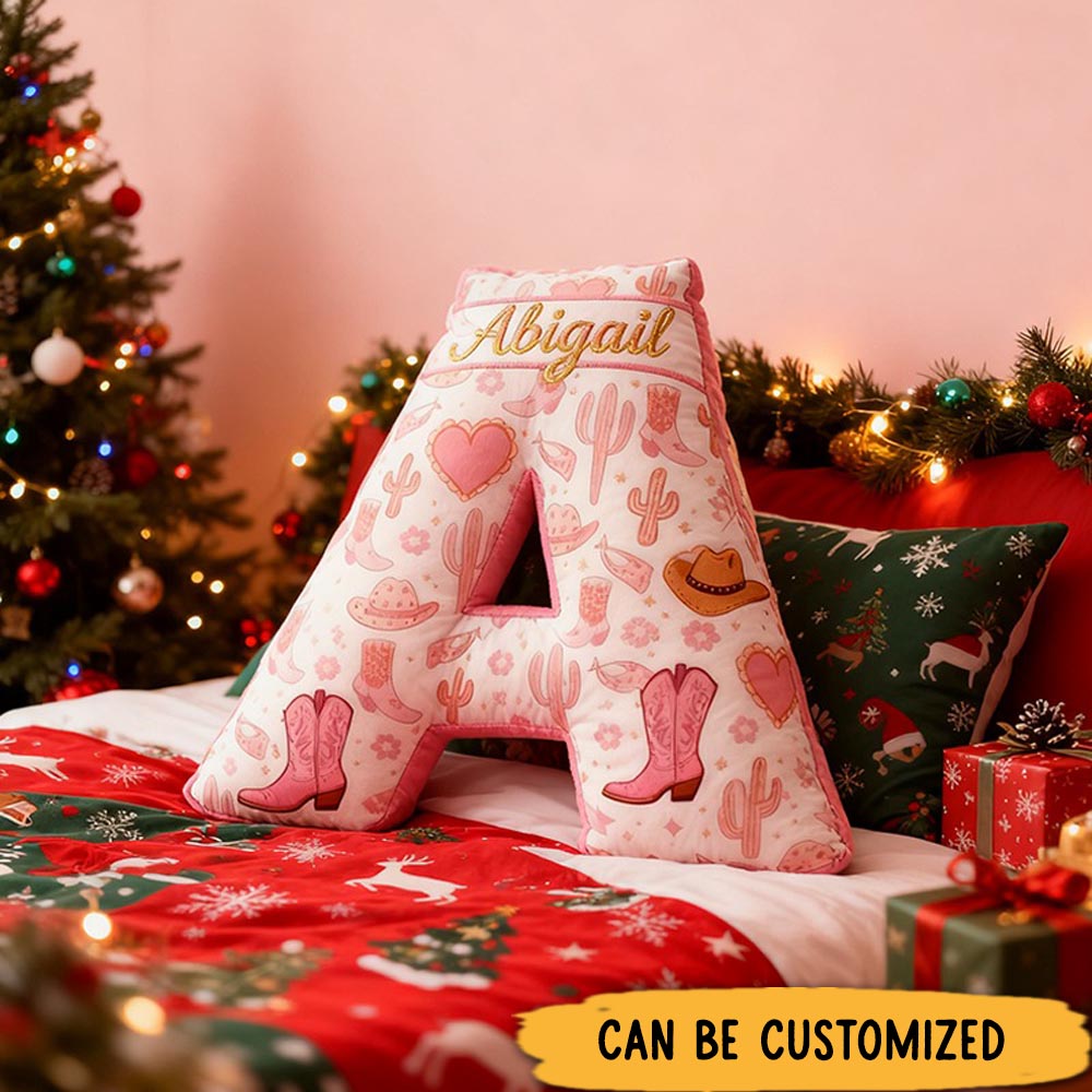 Personalized WesternThemed Letter Pillow with Name Custom Alphabet Decor for and Home