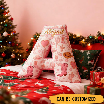 Personalized WesternThemed Letter Pillow with Name Custom Alphabet Decor for and Home