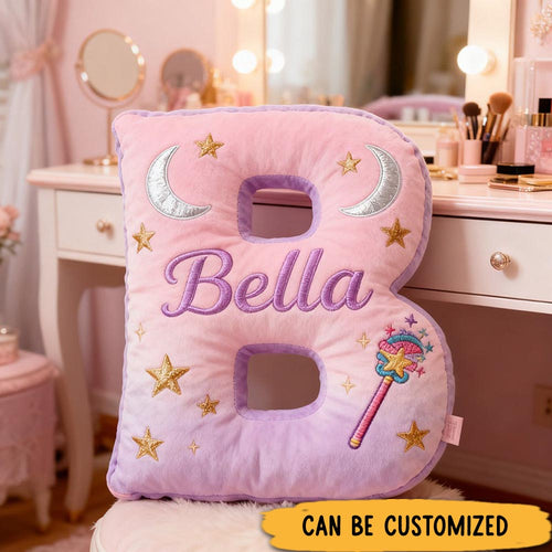 Personalized Graphic 3D Print Magic Fairy Wand Letter Pillow with Your Own Name Soft Stuffed Toy for Kids Unique Decorative Cushion for Girls_ Room