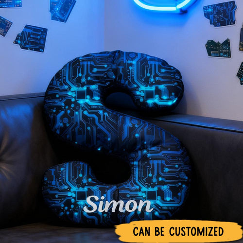 Personalized Letter Circuit Board Design Pillow Gifts IT Technology Geek Nerd Lover