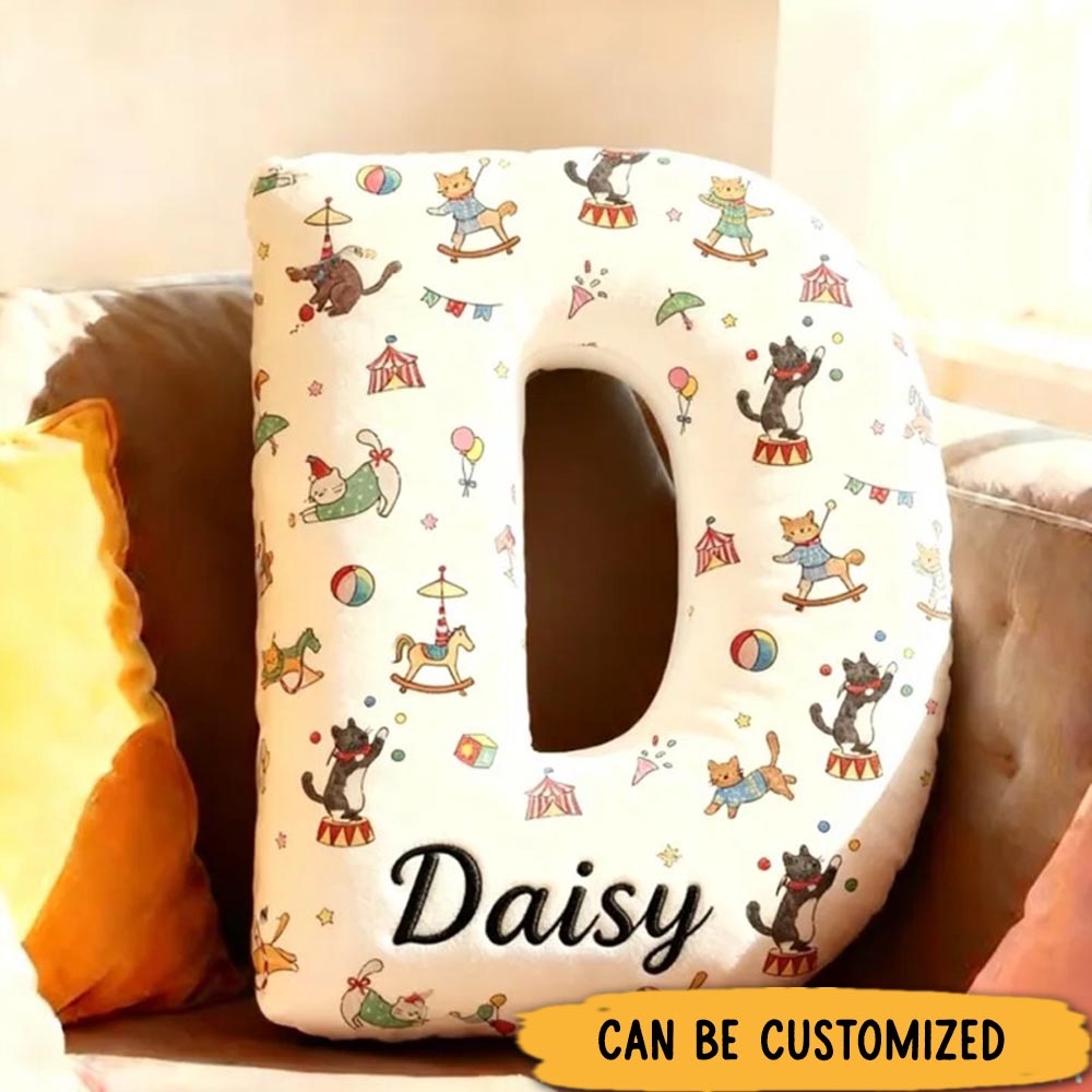Personalized Letter Graphic 3D Print Pillow Cartoon Circus Pattern Theme