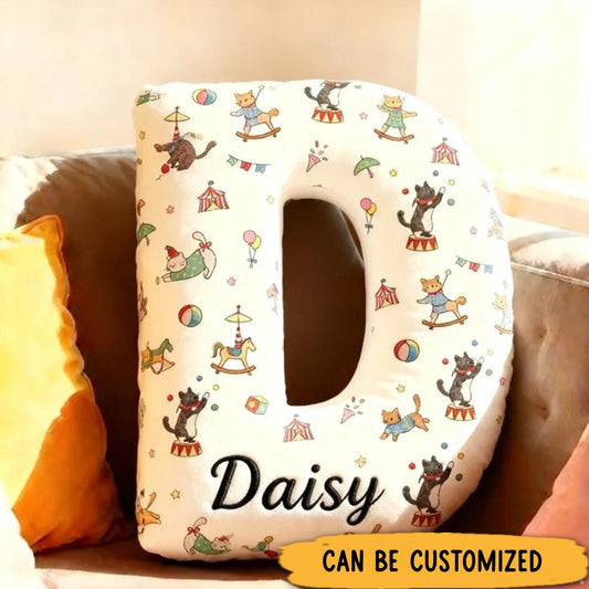 Personalized Letter Graphic 3D Print Pillow Cartoon Circus Pattern Theme