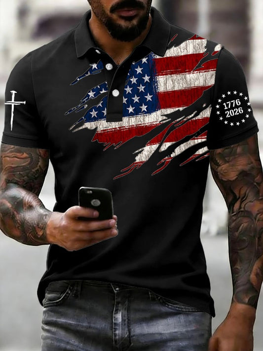 USA 250th Anniversary National Flag Polo Shirt 1776 2026 Merch 4Th Of July Apparel Gifts(1)