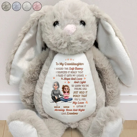 I Filled It With My Wishes Grandmother Granddaughter 3D Effect - Personalized Soft Toy Bunny