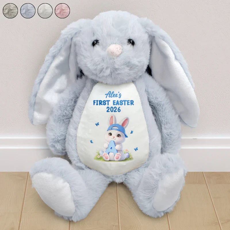 Easter Bunny Holding Alphabet Letter - Personalized Soft Toy Bunny