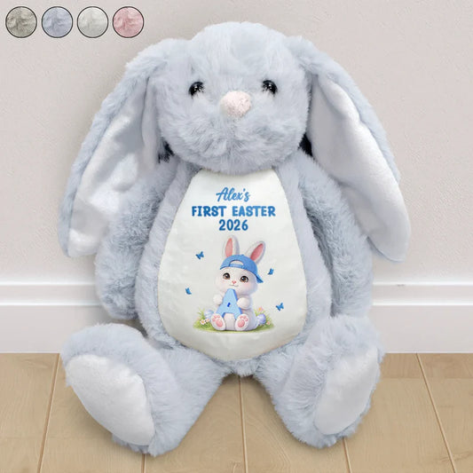 Easter Bunny Holding Alphabet Letter - Personalized Soft Toy Bunny