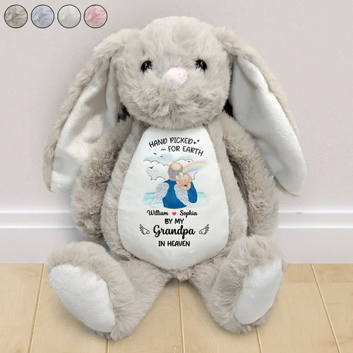 Hand Picked For Earth By My Grandpa Grandma - Personalized Soft Toy Bunny