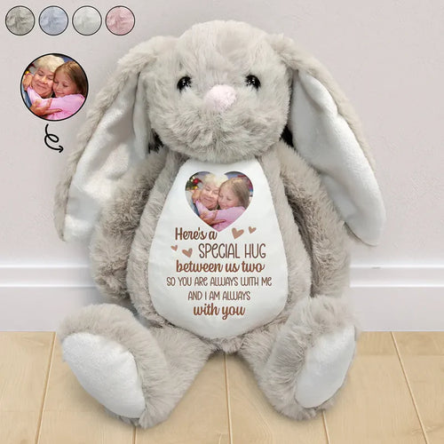Custom Photo Memorial Here_s A Special Hug - Personalized Soft Toy Bunny