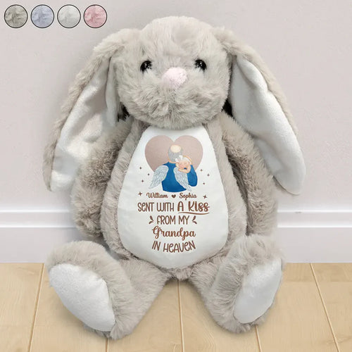 Memorial Sent With A Kiss From My Great Grandma In Heaven - Personalized Soft Toy Bunny