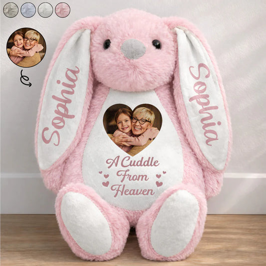 Custom Photo Memorial A Cuddle From Heaven - Personalized Soft Toy Bunny