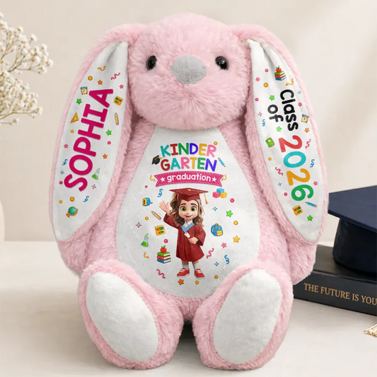 Cute Graduation Kid Kindergarten Preschool - Personalized Soft Toy Bunny