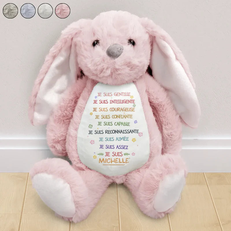Je Suis Aimée - Peluche Lapin Personnalisée
