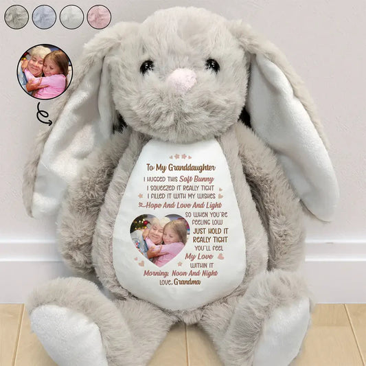 Custom Photo I Filled It With My Wishes Grandmother Granddaughter - Personalized Soft Toy Bunny