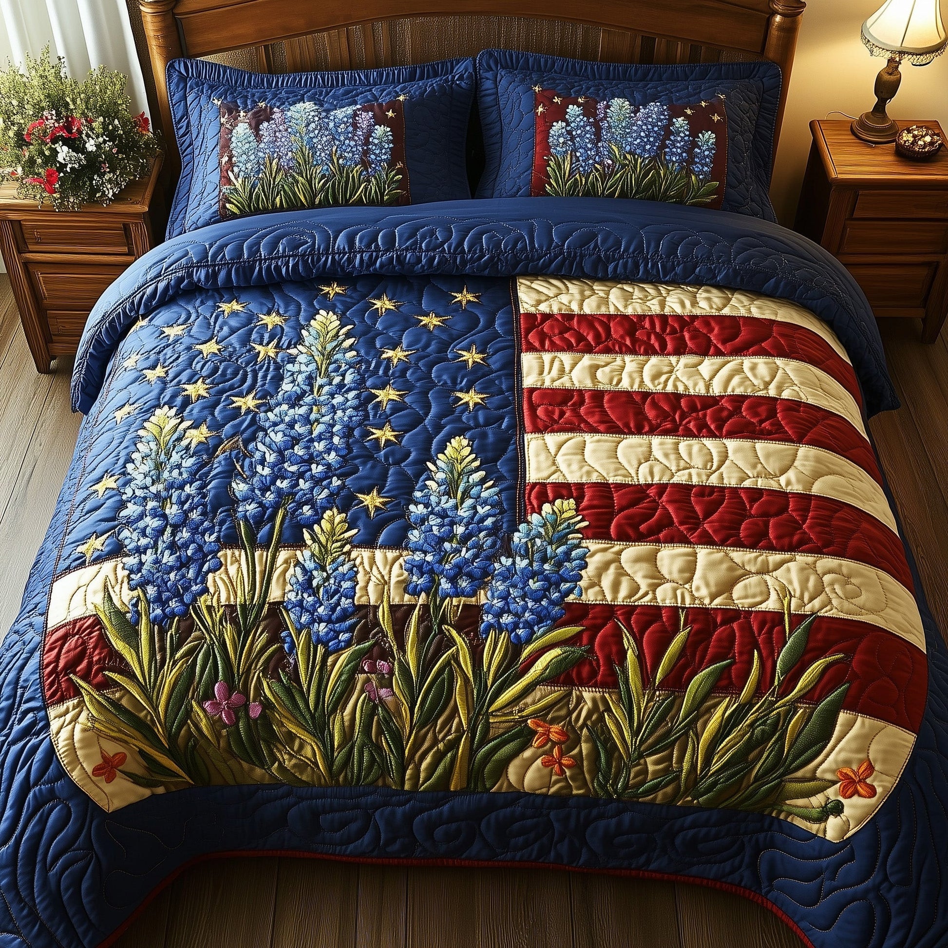 Bluebonnet Glory 3-Piece Quilted Bedding Set GFTOTP6691
