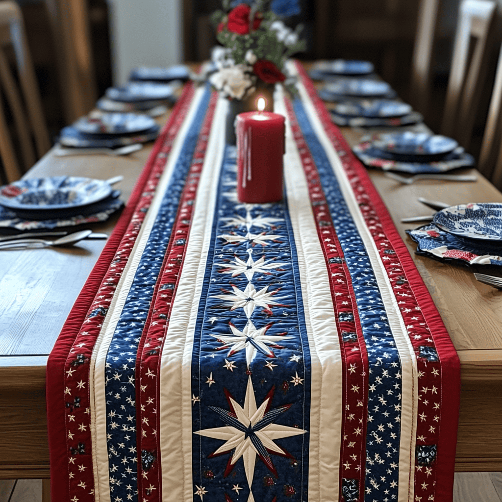Blue Beauty Quilted Table Runner NCU0VH4226